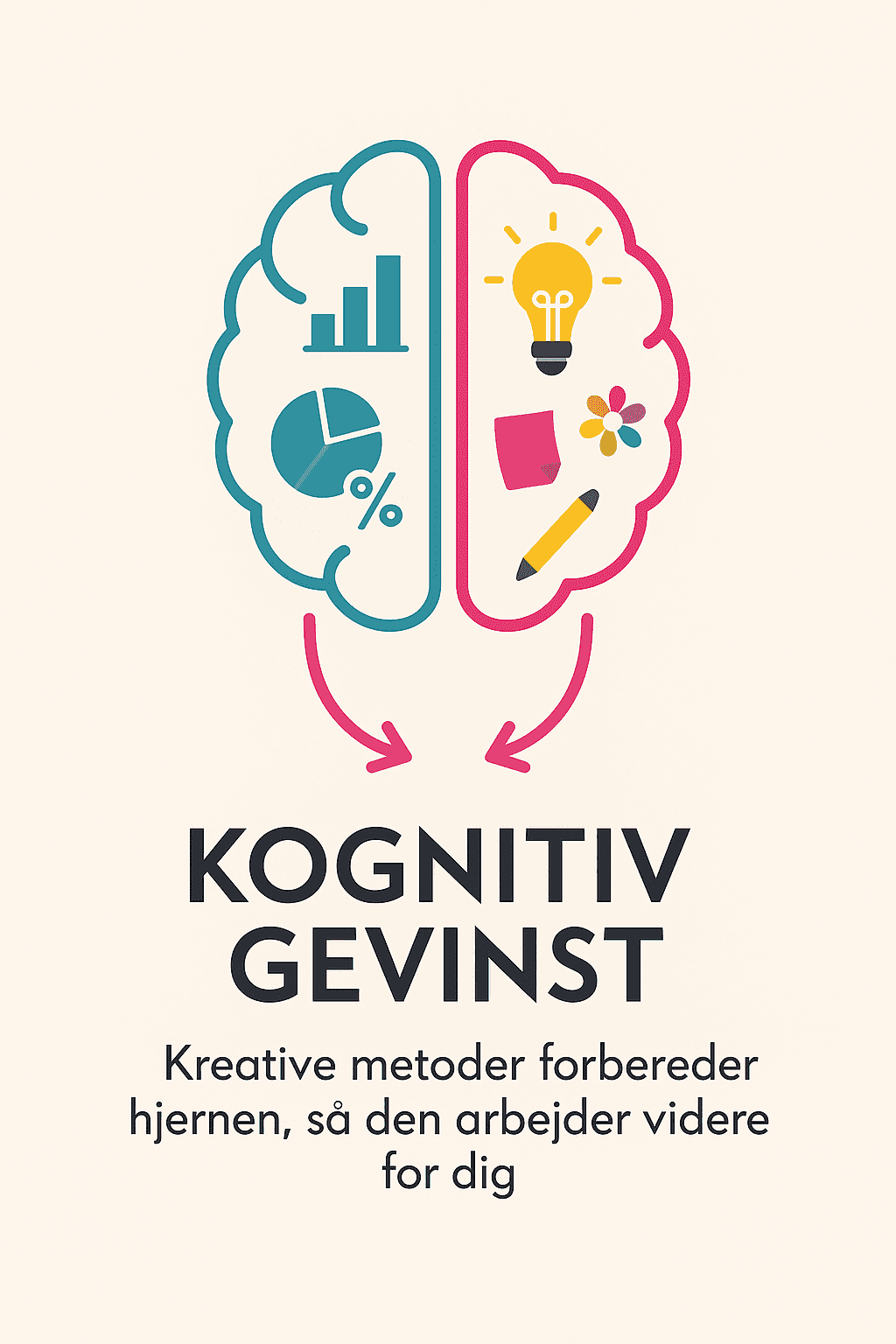 Illustration viser hjerne opdelt i logisk og kreativ del af hjernen, som begge bliver aktiveret gennem workshops hos female network.